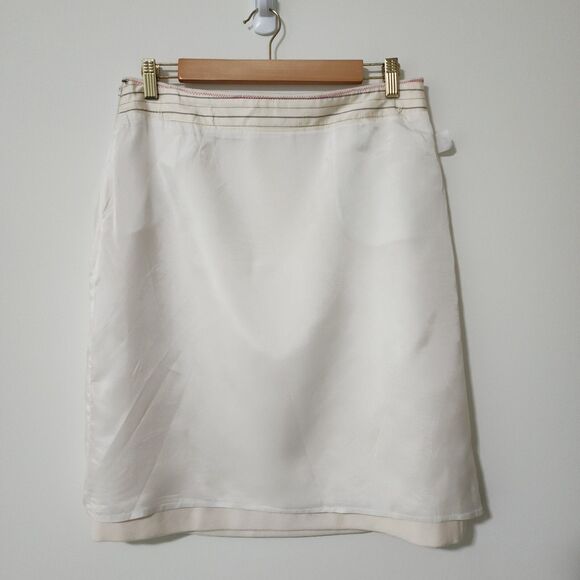 NWT J Crew Factory Womens Soft Wool Straight Skirt Ivory Lined Big Buttons Sz 8 - Picture 6 of 9